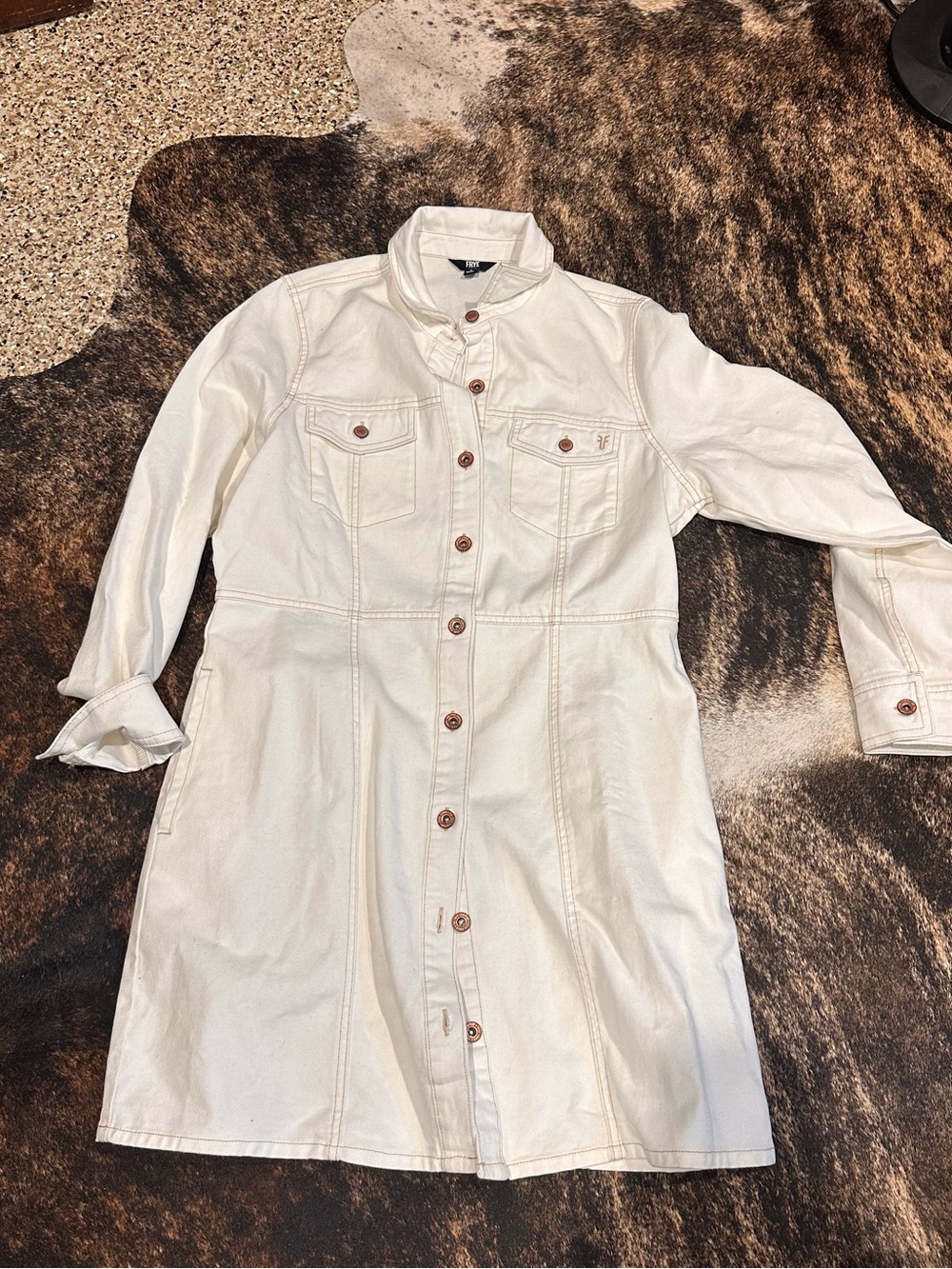 FRYE denim dress off white size Large